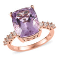 AAA Rose De France Amethyst and White Zircon Ring in Vermeil Rose Gold Over Sterling Silver (Size 10.0) 5.65 ctw - Sticky add to cart bar