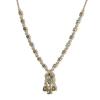Tanzanian Natural Green Apatite and White Zircon Necklace 18 Inches in Vermeil Yellow Gold Over Sterling Silver 4.50 ctw