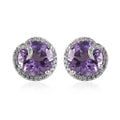 AAA Rose De France Amethyst and White Zircon Solitaire Stud Earrings in Platinum Over Sterling Silver 5.40 ctw - Sticky add to cart bar