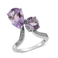 AAA Rose De France Amethyst and White Zircon Bypass Ring in Platinum Over Sterling Silver 4.00 ctw - Sticky add to cart bar
