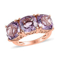 AAA Rose De France Amethyst 3 Stone Ring in Vermeil Rose Gold Over Sterling Silver 6.10 ctw - Sticky add to cart bar