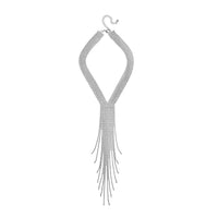 Austrian Crystal Multi-Chain Knotted Lariat Necklace in Silvertone 18-21 Inches