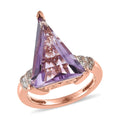 Rose De France Amethyst and Moissanite Ring in Vermeil Rose Gold Over Sterling Silver - Sticky add to cart bar