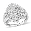 TLV Diamond Cluster Ring in Platinum Over Sterling Silver (Size 10.0) 2.00 ctw - Sticky add to cart bar