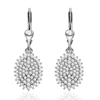 Diamond Lever Back Earrings in Platinum Over Sterling Silver 1.00 ctw