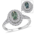 Luxoro 14K White Gold AAA Narsipatnam Alexandrite and Moissanite Double Halo Ring 1.10 ctw (Del. in 7-10 Days) - Sticky add to cart bar