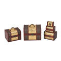 Doorbuster Set of 5 Golden Leaf Embossed MDF and Faux Leather Mixing Exquisite Jewelry Chest Box (8.7"x7.1"x6.3" - 3"x1.8"x2") - Sticky add to cart bar