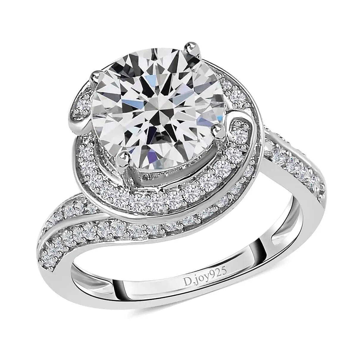 Moissanite Knife Edge Shank Ring in Platinum Over Sterling Silver 2.60 ctw