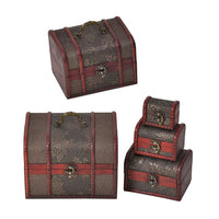 Doorbuster Set of 5 Golden Leaf Embossed MDF and Faux Leather Mixing Exquisite Jewelry Chest Box (8.7"x7.1"x6.3" - 3"x1.8"x2")