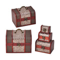 Doorbuster Set of 5 Golden Leaf Embossed MDF and Faux Leather Mixing Exquisite Jewelry Chest Box (8.7"x7.1"x6.3" - 3"x1.8"x2") - Sticky add to cart bar