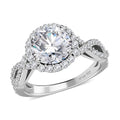Moissanite Infinity Shank Ring in Platinum Over Sterling Silver 2.60 ctw - Sticky add to cart bar