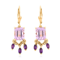 AAA Rose De France Amethyst and Amethyst Chandelier Statement Earring in Vermeil Yellow Gold Over Sterling Silver 7.20 ctw