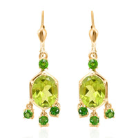 Premium Peridot and Chrome Diopside Lever Back Earrings in Vermeil Yellow Gold Over Sterling Silver 6.15 ctw