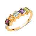 Multi Gemstones 5 Stone Ring in Vermeil Yellow Gold Over Sterling Silver (Size 10.0) 2.15 ctw - Sticky add to cart bar