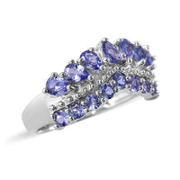 Tanzanite Chevron Ring in Platinum Over Sterling Silver (Size 7.0) 1.65 ctw