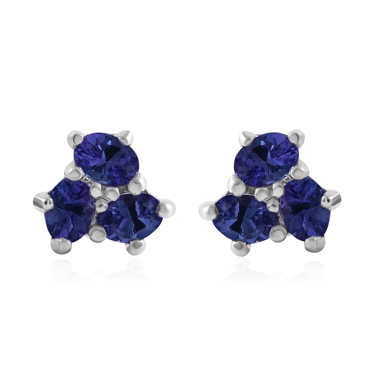 Tanzanite Stud Earrings in Platinum Over Sterling Silver 1.10 ctw