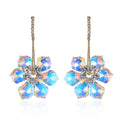 White Mystic Color Glass, Austrian Crystal Floral Earrings in Goldtone & Stainless Steel - Sticky add to cart bar