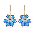 Blue Magic Color Glass and White Austrian Crystal Earrings in Goldtone - Sticky add to cart bar