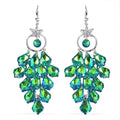 Green Magic Color Glass and Austrian Crystal Floral Earrings in Silvertone & Stainless Steel - Sticky add to cart bar