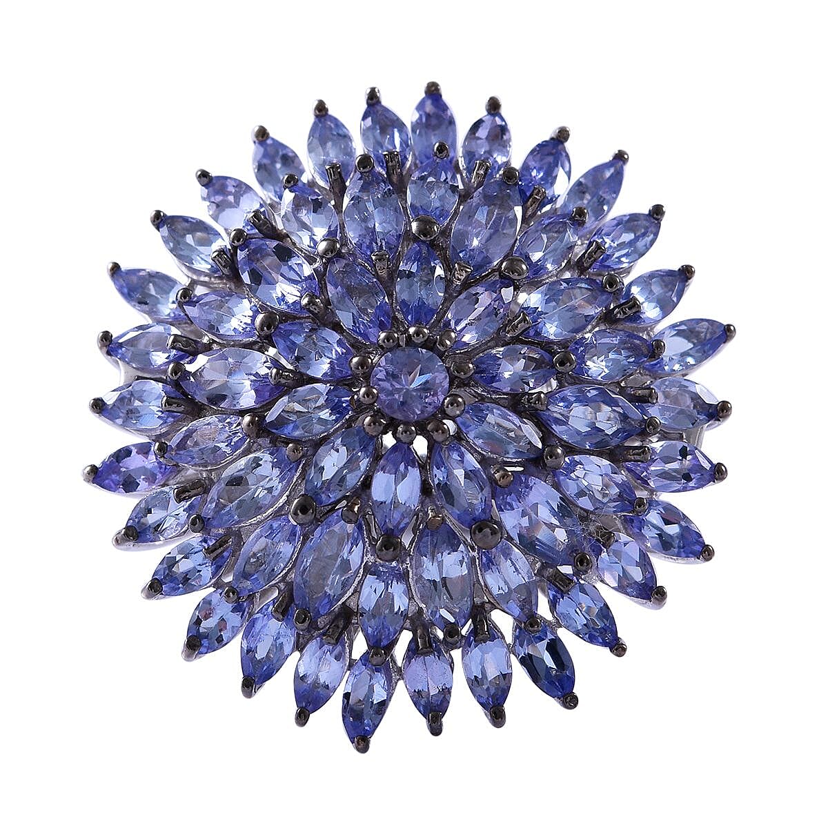 Tanzanite Floral Ring in Platinum Over Sterling Silver (Del. in 7-10 Days) 6.00 ctw