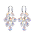 White Aurora Borealis Color Glass and White Austrian Crystal Earrings in Silvertone - Sticky add to cart bar