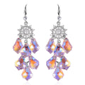 Pink Magic Color Glass and Austrian Crystal Floral Earrings in Stainless Steel and Silvertone - Sticky add to cart bar