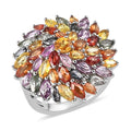 Multi Sapphire Floral Ring in Platinum Over Sterling Silver (Size 10.0) 6.85 ctw - Sticky add to cart bar