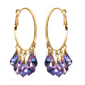 Purple Magic Color Glass Chandelier Earrings in Goldtone - Sticky add to cart bar
