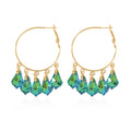 Green Magic Color Glass Earrings in Goldtone - Sticky add to cart bar