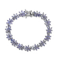 Tanzanite Floral Bracelet in Platinum Over Sterling Silver (8.00 In) 10.00 ctw - Sticky add to cart bar