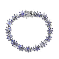 Tanzanite Floral Bracelet in Platinum Over Sterling Silver (8.00 In) 10.00 ctw