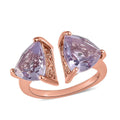 AAA Rose De France Amethyst Bypass Ring in Vermeil Rose Gold Over Sterling Silver 4.15 ctw - Sticky add to cart bar