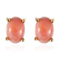 Oregon Sunrise Peach Opal Solitaire Stud Earrings in Vermeil Yellow Gold Over Sterling Silver 1.15 ctw - Sticky add to cart bar