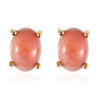 Oregon Sunrise Peach Opal Solitaire Stud Earrings in Vermeil Yellow Gold Over Sterling Silver 1.15 ctw