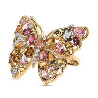 Multi-Tourmaline, Multi Gemstone Ring in 18K Vermeil YG Over Sterling Silver (Size 11.5) 4.61 ctw