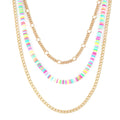 Multi Color Resin Layered Necklace Set 20-22 Inches in Goldtone - Sticky add to cart bar