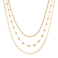 White Resin Pearl Stars Station Necklace Layered Set 18-20 Inches in Goldtone - Sticky add to cart bar