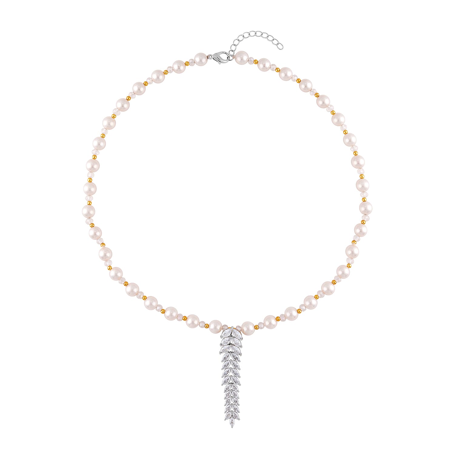 Simulated Diamond and Multi Gemstone Necklace 20-22 Inches in Dualtone 3.00 ctw