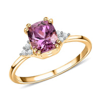Luxoro 10K Yellow Gold Premium Narsipatnam Purple Spinel and G-H I3 Diamond Ring 2.00 ctw