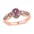 Narsipatnam Purple Spinel and Multi Gemstone Halo Ring in Vermeil Rose Gold Over Sterling Silver 0.75 ctw - Sticky add to cart bar