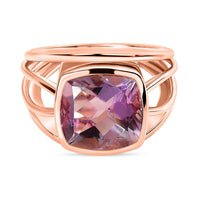 Rose De France Amethyst 5.15 ctw Ring in Vermeil RG Over Sterling Silver (Size 6.5)