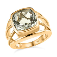 Montezuma Prasiolite 5.60 ctw Ring in Vermeil Yellow Gold Over Sterling Silver (Size 5.5)