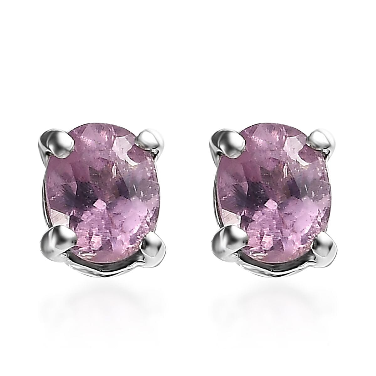 D'Joy Narsipatnam Purple Spinel Stud Earrings in Platinum Over Sterling Silver 0.35 ctw