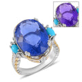 Color Change Fluorite (IR) and Sleeping Beauty Turquoise Ring in Vermeil Yellow Gold and Platinum Over Sterling Silver 14.65 ctw - Sticky add to cart bar