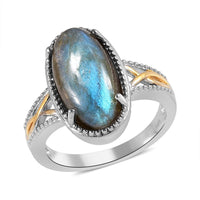 Karis Malagasy Labradorite Solitaire Ring in 18K YG Plated and Platinum Bond 5.50 ctw