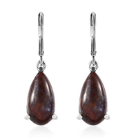 Red Lighting Jasper Lever Back Earrings in Stainless Steel 9.25 ctw