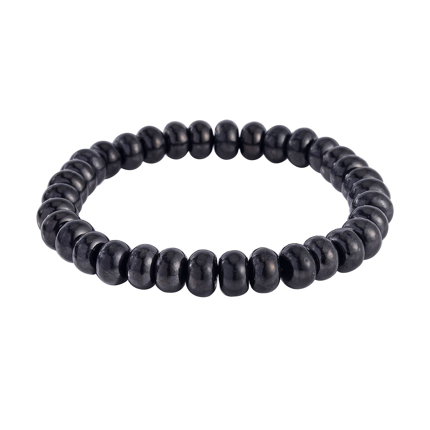 Shungite Roundel Beaded Stretch Bracelet 95.00 ctw