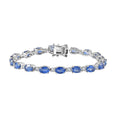 Kashmir Kyanite and White Zircon Bracelet in Platinum Over Sterling Silver (6.50 In) 12.60 ctw - Sticky add to cart bar