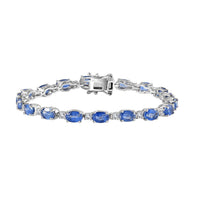 Kashmir Kyanite and White Zircon Bracelet in Platinum Over Sterling Silver (6.50 In) 12.60 ctw