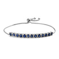 Kanchanaburi Blue Sapphire and White Zircon Bolo Bracelet in Platinum Over Sterling Silver (9.50 In) 2.75 ctw - Sticky add to cart bar